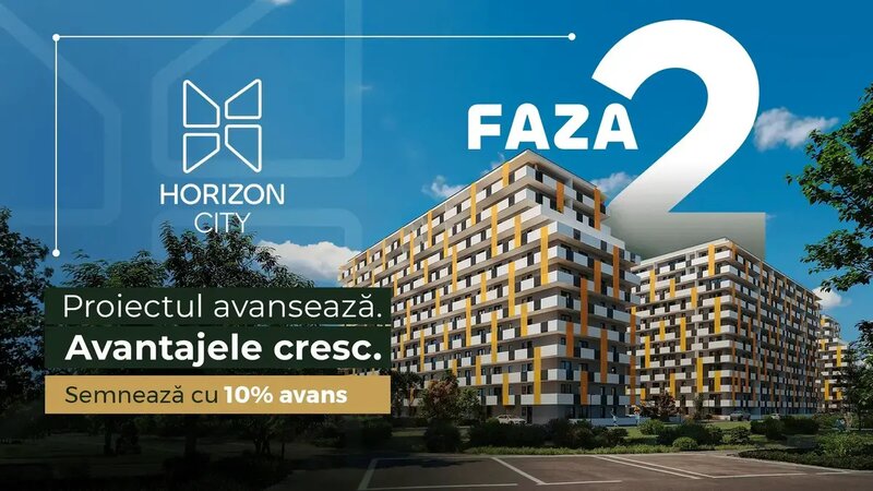 Horizon City, apartament 1 camera cu parcare inclusa si avans 10%, comision 0%.
